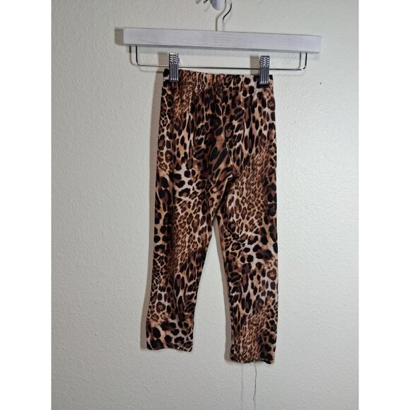 Retro Animal Print Leggings Y2K Casual Toddler Girl Size 4T Brown - Picture 2 of 3